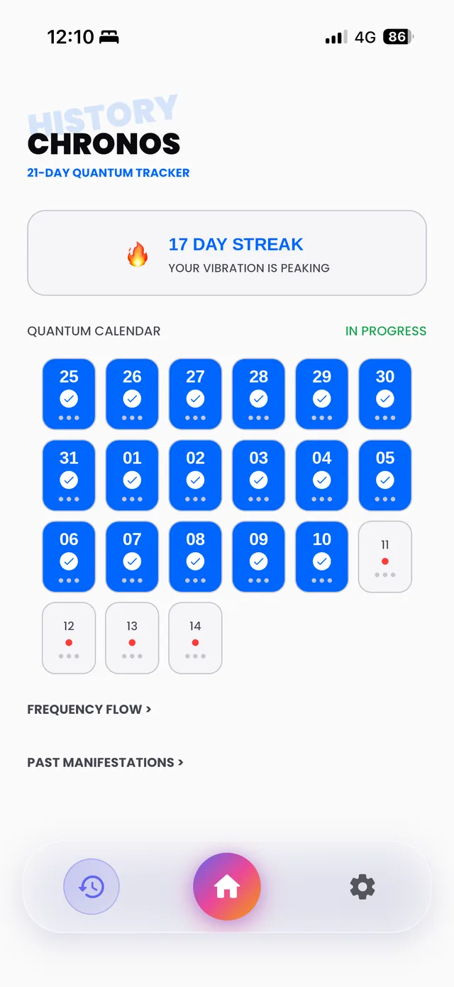 The 369 app: a 21-day tracker showing a 17-day streak